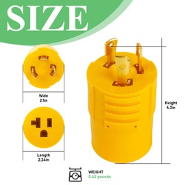 Shore Power NEMA L5-30P to 5-15/20R RV Generator Adapter Marine 30 Amp to 110 15 Amp Household Regular Inlet Connector, 30A 3 Prong Locking Generator Male Plug L5-30P to 5-15R 5-20R Female Cord