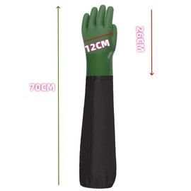YIOIY Pond Gloves, Extra Long Drain Cleaning Gloves, Waterproof Sleeve Gloves, Full Arm Gloves for Men Women (Dark Green, Flocking Lining)