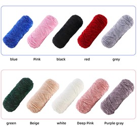 ACESOME 4Pack Chunky Chenille Yarn,100g Soft Thick Yarn for Crochet, Handcrafts Wool for Crochet, Fluffy Velvet Yarn for Hand Knitting, for Knitting Blankets/Doll/Carpet/Clothes, Black