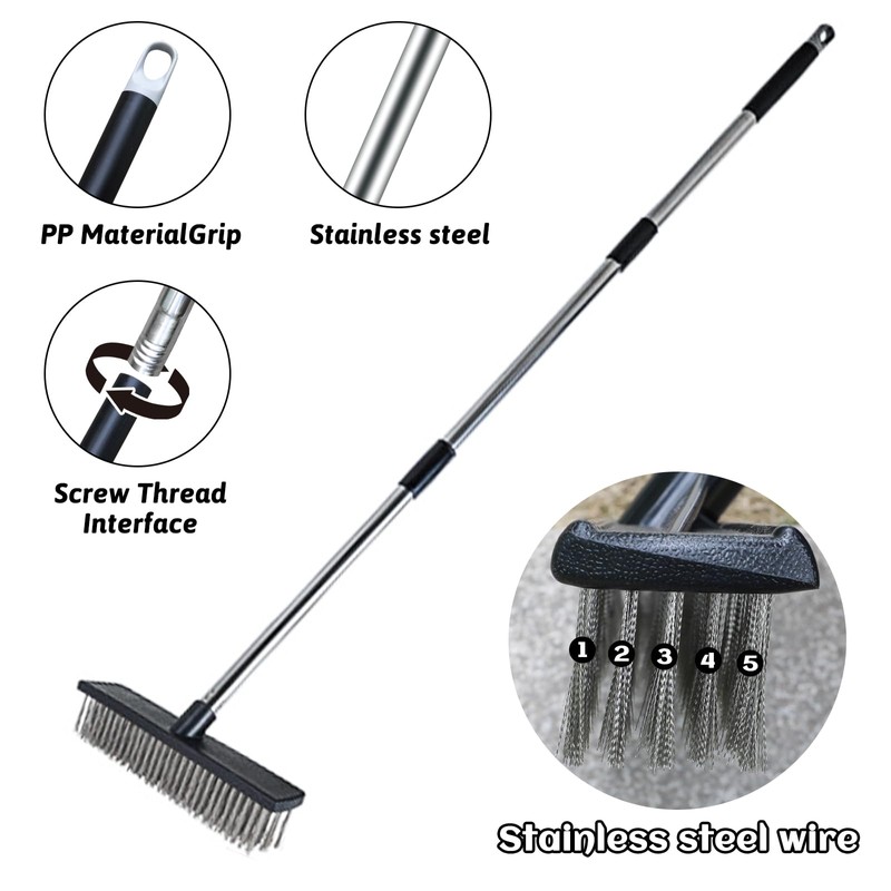 Heavy Duty Wire Push Broom Brush, 15.7" Stainless Steel Bristle