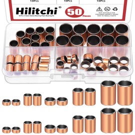 Hilitchi 50PCS 5 Sizes Sleeve Bearing Plain Bearings Wrapped Oil-Less Bushings Self-Lubricating Sintered Bronze Bushings for Machine Shaft Use