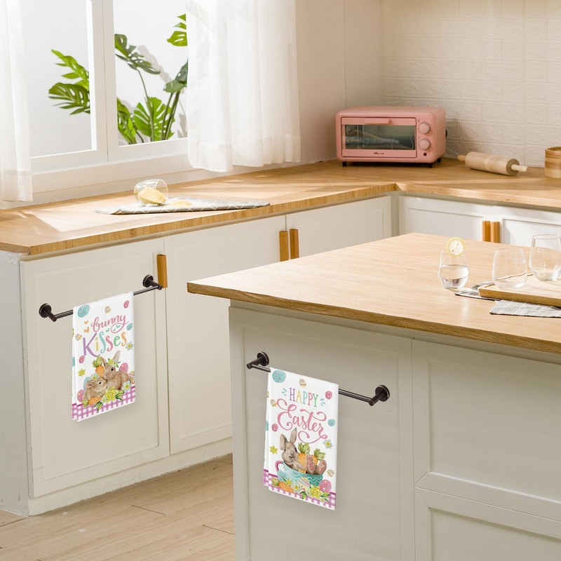 DIELIANHUA Pack of 2 Happy Easter Tea Towels, Happy Easter