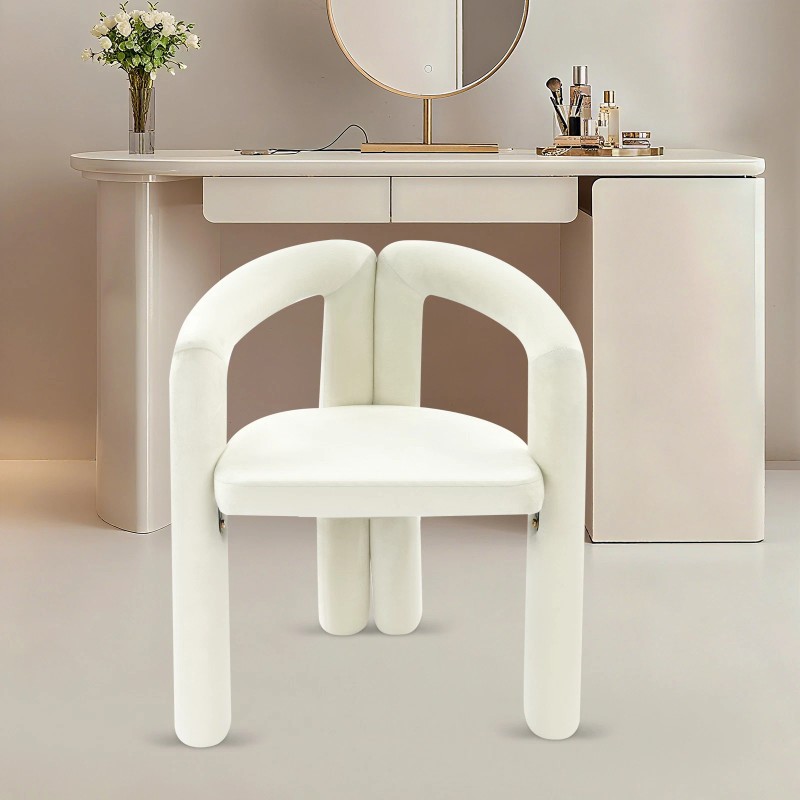 Modern Beige Chair with Soft Cushion, Makeup Chair, Chair with