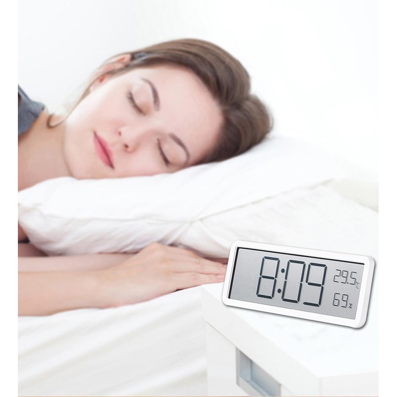 Lancoon Digital Wall Clock with Temperature Humidity LCD Display Date