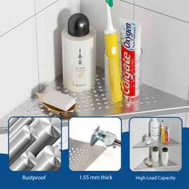 Neodrain Corner Shelf Shower Shelf Stainless Steel Shower Basket Built-in Shower Basket for Bathroom Shampoo Holder Brushed