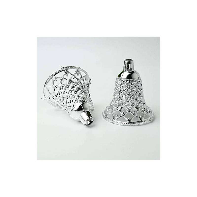 EliteKoopers 6pcs Silver Plastic Christmas Jingle Bells Ornament, Tree Decoration