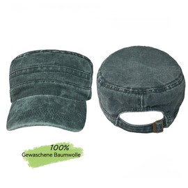 HIQIU Army Cap Men's Military Cap Cadet Hat, Unisex Vintage Military Army Flat Cap, Military Hats Men's Adjustable Cotton Baseball Cap, A1# Army Green, 56 - 60