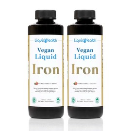 LIQUIDHEALTH LIQUIDHEALTH Vegan Liquid Iron Supplement with SunActive & Ferrochel Fe - Natural Energy, Immune System & Metabolic Support, Better Focus, Prenatal/Postnatal - Non-GMO, Sugar Free (2 Pack)