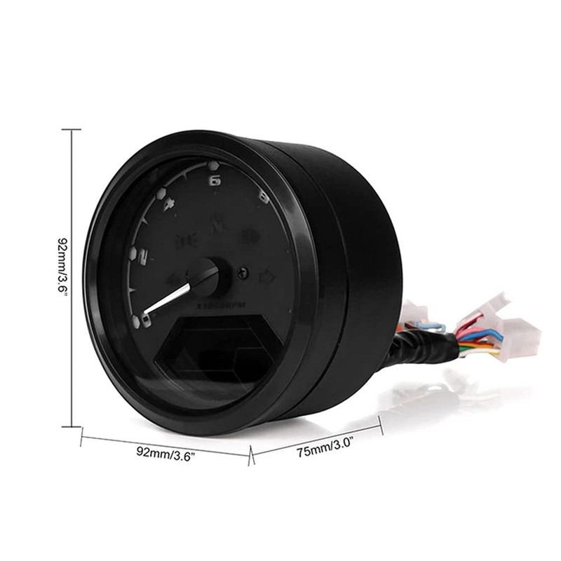 ANCLLO Universal Motorcycle Odometer LCD Digital Speedometer Tachometer Gauges with