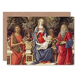 Artery8 Sandro Botticelli Madonna With Saints Cropped Fine Art Greeting Card Plus Envelope Blank Inside
