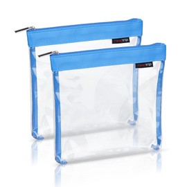 nex|trip [Set of 2] Transparent Toiletry Bags for Liquids, Hand Luggage, Cosmetic Bag for Aeroplane, Travel Set, Cosmetic Bag, Blue - Set of 2