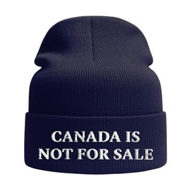 Canada is NOT for Sale Toque | Premium Warm Knit Beanie with Embroidered Patch | Soft & Cozy Winter Hat for Unisex, Adults, Men & Women | Made in Canada Navy Color, Canada hat, Canadian Made
