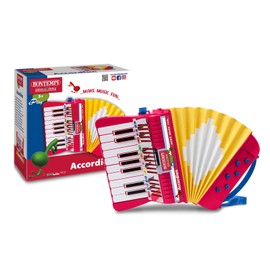 Bontempi 33 1780 Akkordeon mit 17 Tasten (C-E) und Halbtönen. 6 Bässe. Tragegurt Wird mitgeliefert. Maße 210x120x210 mm, blau