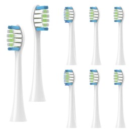 MERUYOO Replacement Brush Heads, Compatible with Surfaces, Pack of 8 (White Green)