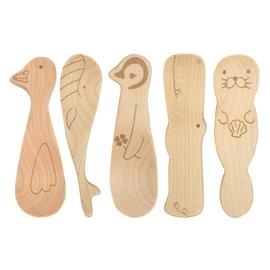 TOUGEI Gift Aqua Cutlery Set, For Children, Wooden Spoon, 5-Piece Tableware Set