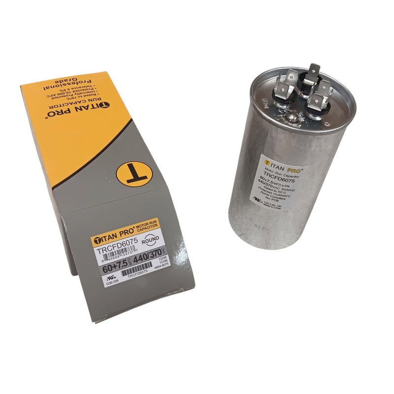 Titan TRCFD6075 Dual Rated Motor Run Capacitor Round MFD 60/7.5