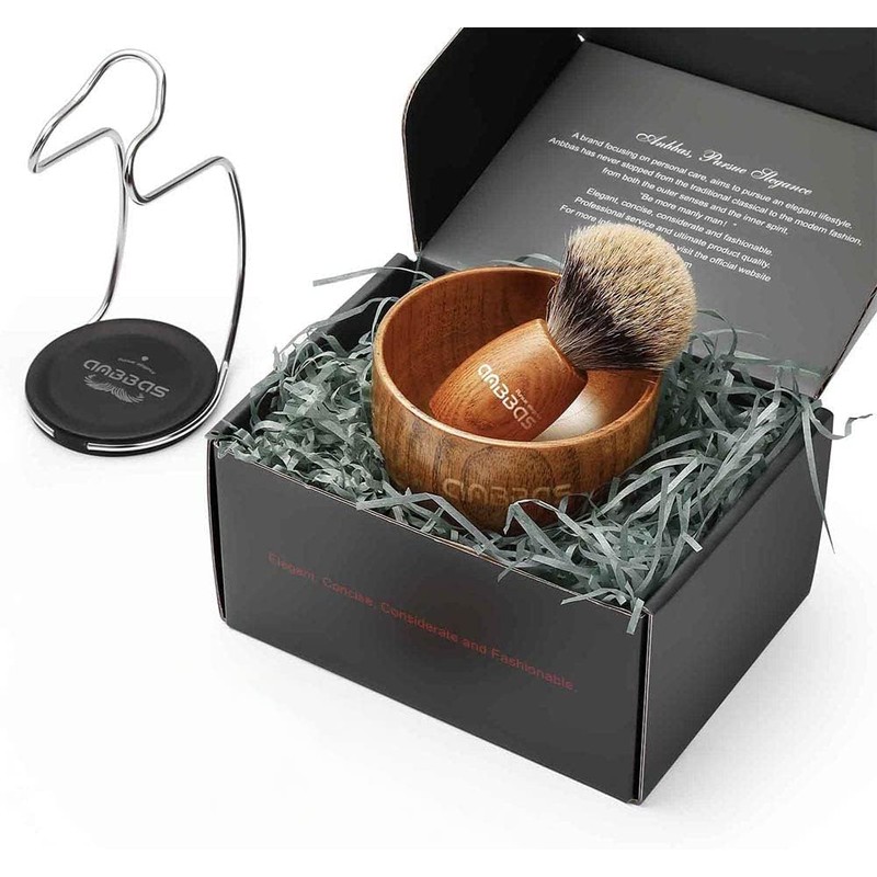 Shaping Brush Set, Beard Brush, Stainless Steel Razor Stand, Perfect