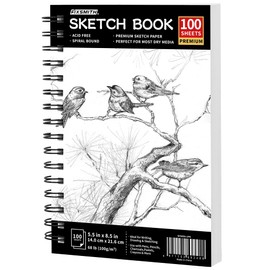 FIXSMITH 5.5"X8.5" Sketch Book | 100 Sheets (68 lb/100gsm) Sketchbook | Durable Acid Free Drawing Paper | Spiral Bound Artist Sketch Pad | Ideal for Kids,Beginners,Artists & Professionals| Bright White