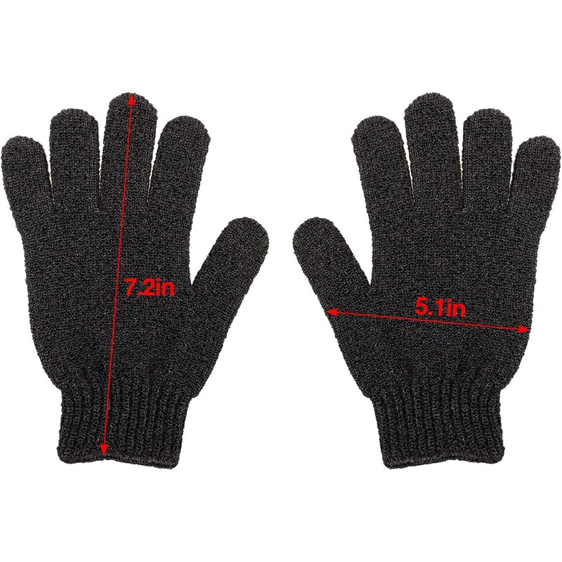 Guantes exfoliantes de baño premium – 6 pares negros, reutilizables