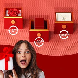 TEZXSAEW Conjunto Collar Rosa Eterna,con Collar de Tiras de Möbius,Caja de Regalo Giratoria con Flores Eternas Aniversario de Bodas,Día de la Madre,San Valentín,Regalo para Mamá,Esposa,Novia,Prometida