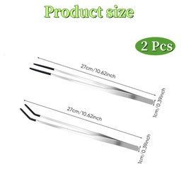 2 Pcs Reptile Feeding Tongs,Worms Tongs,27cm/10.6" Straight and Curved Tweezers for Aquarium,Aquascape Tools, Stainless Steel Feeder Tools for Hold Bearded Dragon Lizards Reptiles