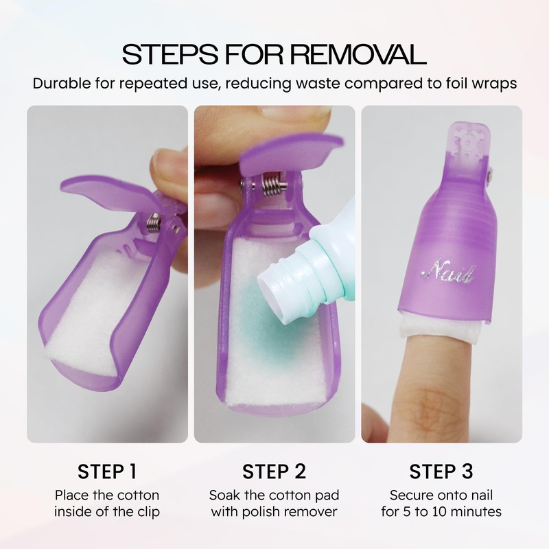 PANA Reusable Plastic Acrylic Nail Art Soak Off Cap Clip