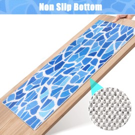 Shower Mat Non Slip, Extra Long Bath Tub Mat Non Slip Anti Mould 40x100cm, Loofah Bathroom Shower Mat for Inside Shower, Soft Textured Bath Massage Mat for Bathtub Bathroom Floor with Drain, Quick Dry