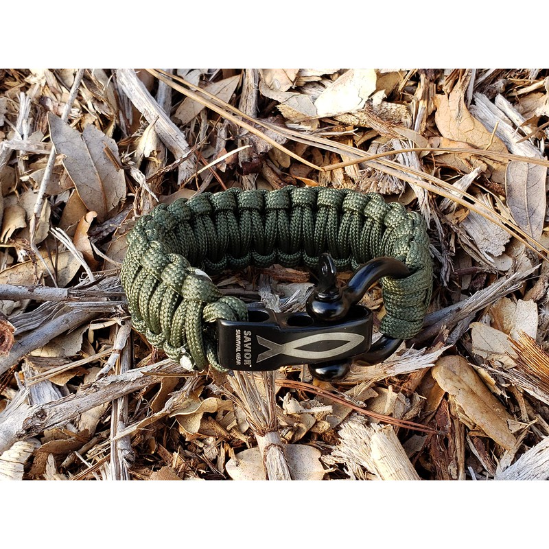 Savior Survival Gear Paracord Bracelet with Stainless Steel Adjustable Shackle