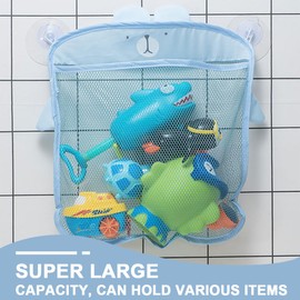 XBFOCNH 1 x bathroom toy net, bath toy storage, with suction cup hook, for storing toys or other useful items, blue