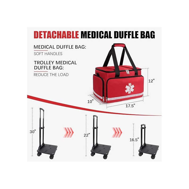 Medical Bag Rolling Roller Bag Trolley Duffel Nurses EMT CNA