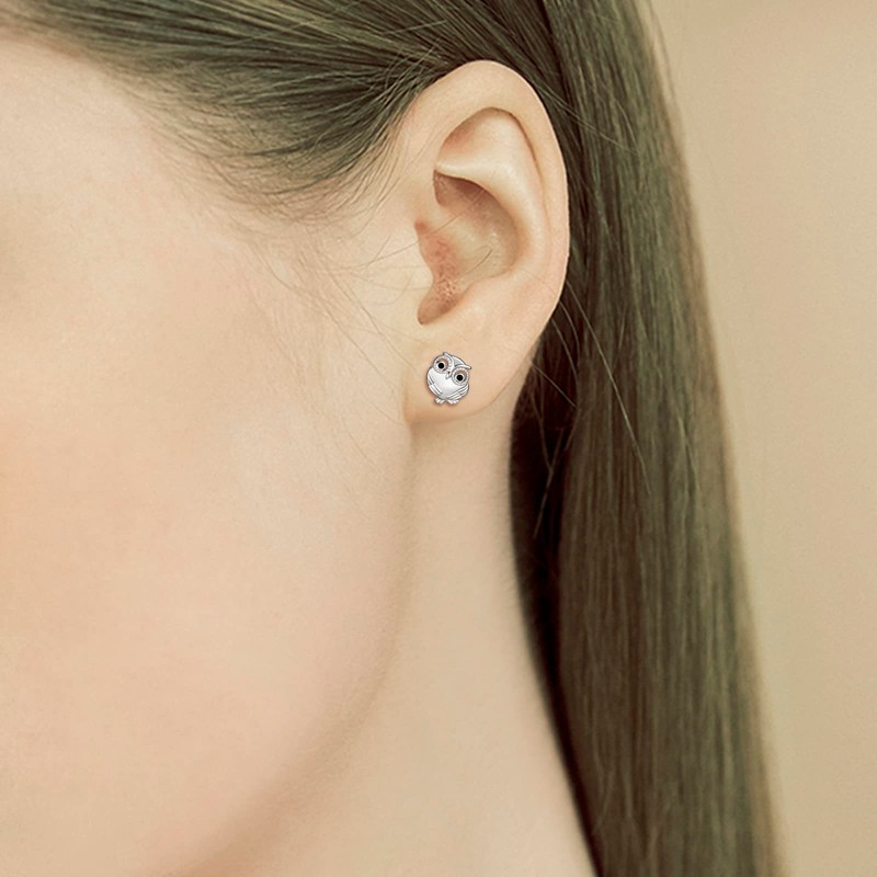 Owl Gifts for Women 925 Sterling Silver Owl Stud Earrings