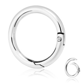10Pack 1 Inch Metal Spring O Rings Clip Keychain, Round Carabiner Clips Keyrings Snap Hook Buckle, Purse Shoulder Bag Chain Rings Clip Replacement Paracord Keychain Lanyard Leather DIY Crafts (Silver)