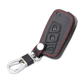 Happyit Leather Car Key Cover Case for Fiat Panda Stilo Punto Doblo Grande Bravo 500 Ducato Minibus 3 Buttons Flip Remote Control Accessories