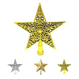 Giyomi Christmas Tree Ornaments Tree Top Decoration Star Christmas Tree Decoration Watermark Art Deco Arabesque 20cm Golden Tree Top Gold Silver Gold Silver 2 Colors 3 Kinds of Choice (Gold)