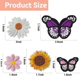 AXEN 42pcs Buttefly and Flower Iron on Patches, Flower Themed Patches Embroidered Applique for Clothing, Jackets, Hats, Backpacks, Jeans