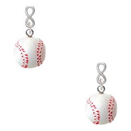 Delight Jewelry Resin 1/2" Baseball Silvertone Infinity Post Earrings