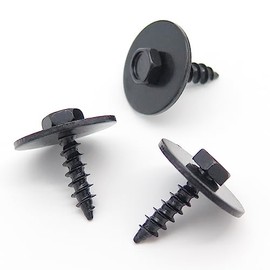 VVO Fasteners Metal Underbody Shields and Insulation Panel Fastener Screw, Black (Pack of 10)