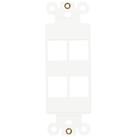 Morris 88118 Decorative DataComm Frame for Keystone Jack and Modular Inserts, 4 Ports, White, 1-Pack
