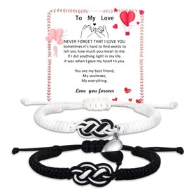 Miss Chipmunk Matching Bracelets Couples Bracelets Adjustable Rope Bracelets for Couples Christmas Anniversary Valentines Gifts for Him HerBoyfriend Girlfriend Lovers Husband Wife (To My Love)