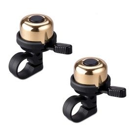 Bike Bell, 2 Pack Brass Mini Bicycle Ring Bell for Mountain Bike Road Bike Kid Bike Accessories (New, Gold)