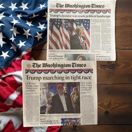 New LOT OF 2  WASHINGTON TIMES NEWSPAPER - TRUMP DECISIVE WIN RETURNS TO WH