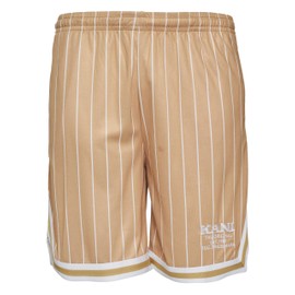 Karl Kani Men's KM232-005-2 KK Retro Pinstripes Mesh Shorts, Sand/white, XS