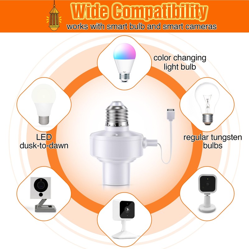 1 Pack E26 Light USB Socket Adapter, Lamp Socket Power