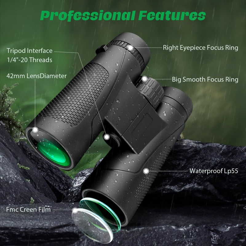 Feldstecher Binoculars Adult Binoculars Professional with BAK4 Prism & FMC