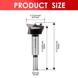 Mollom 1-11/16" (42.9mm) Forstner Drill Bit for Precise Woodworking with Durable YG8 Carbide Thickness of 2.0mm,This Hinge Cutter Tool is Ideal for Hard Wood, Plastic, Plywood