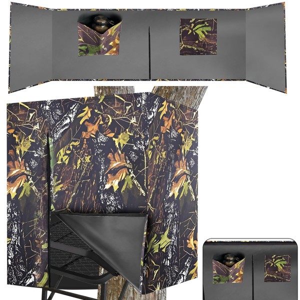 GEBDMA Hunting Tree Stand Blind 102''x35'' Universal Treestand Camo Blind