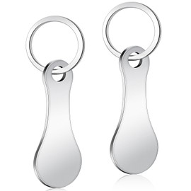 Caianwin 2Pcs Trolley Token,Stainless Steel Trolley Coin Removable Trolley Key for Releasing Supermarket Trolleys Shopping Trolley Token