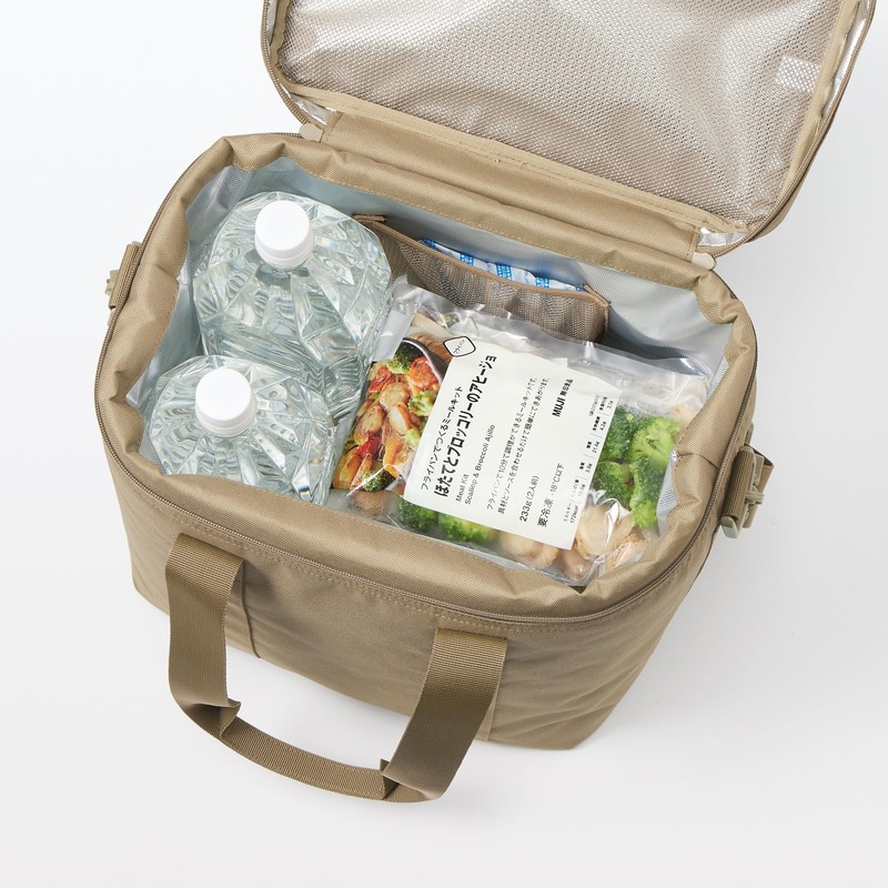 MUJI 84383137 Insulated Bag, Beige, Large Size, 12.6 x 11.8