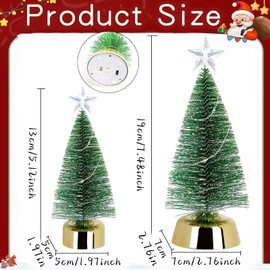 Mini Christmas Tree, Pack of 2 Artificial Christmas Trees, Green Mini Christmas Tree, Christmas Tree Decoration, Small, LED Artificial Pine Tree, Snow Effect, Christmas Party Crafts for Table