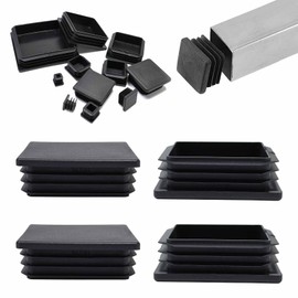 EASYEAH 3" (75mm) Plastic Hole Plugs Black-Square Chair Leg Caps & Pipe Plugs, Tubing End Caps for Metal and Wood Legs Tube, Outdoor Furniture Feet Table Patio Glide Floor Plastic Plugs, 4 PCS